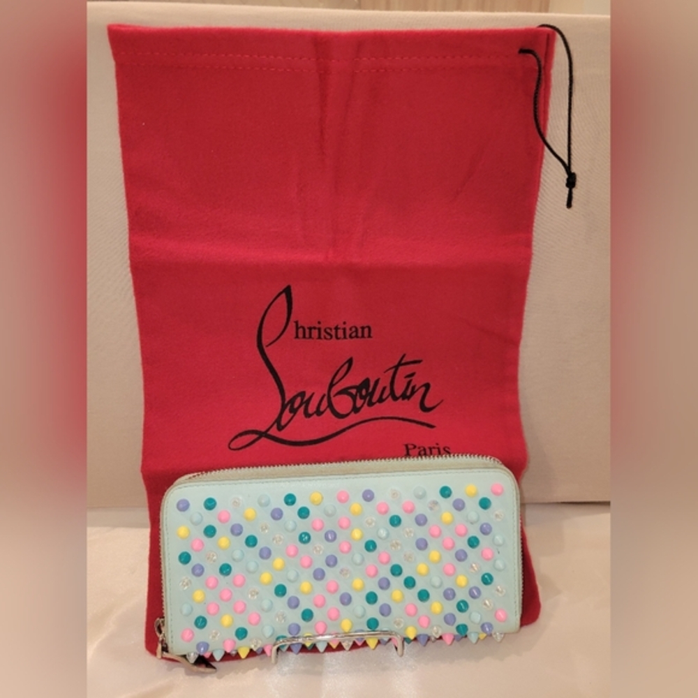 GUC Christian Louboutin Studded Zippy Wallet multi-color